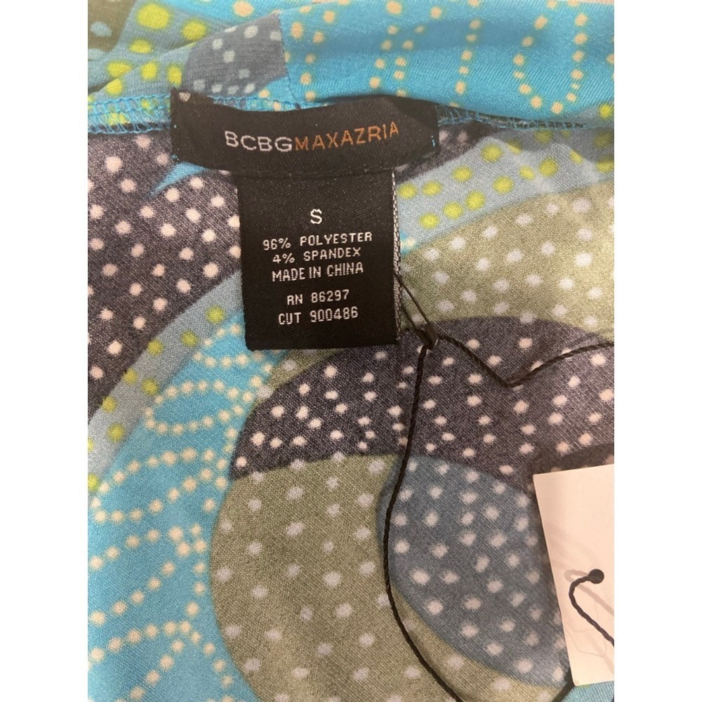 BCBGMaxAzria Dress Abstract Geometric Print Sleeveless Midi Blue Green Small NWT - Picture 8 of 13